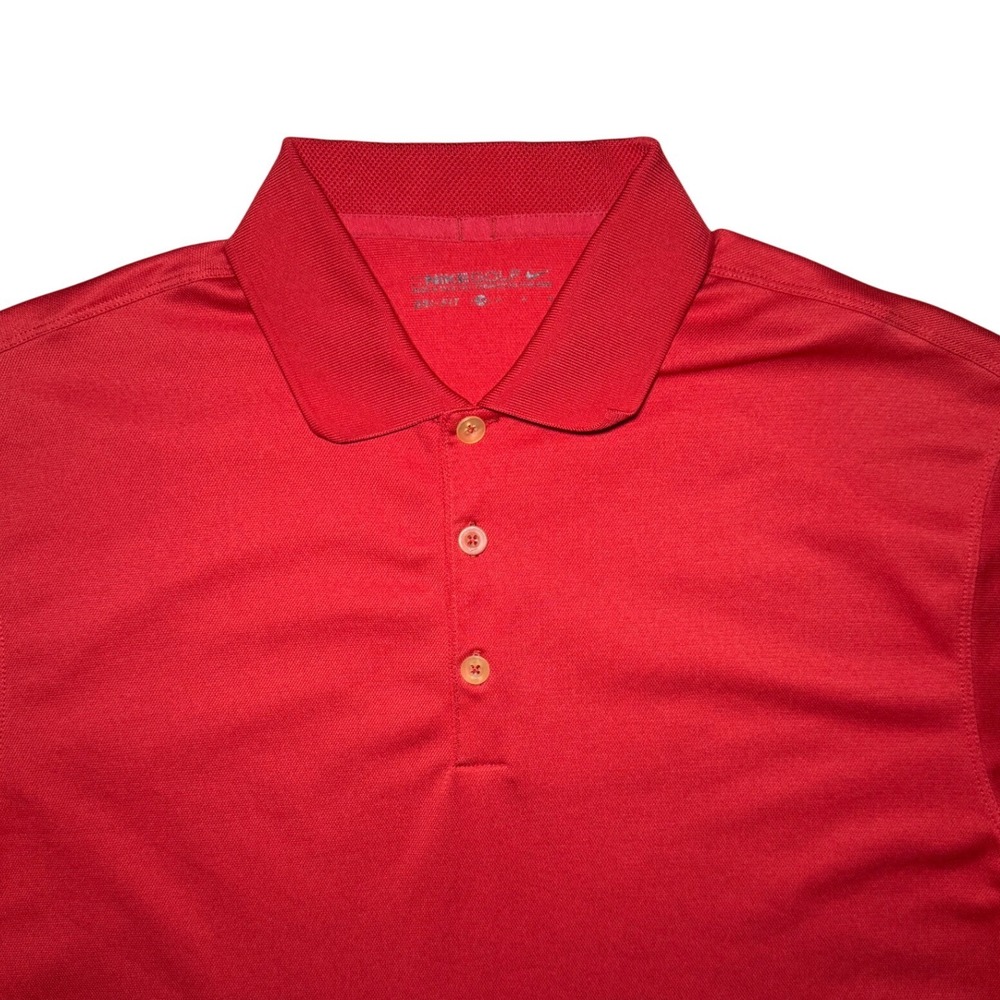 Nike Golf Polo Shirt Men Medium Red Dri-FIT Short Sleeve Athletic Swoosh Logo